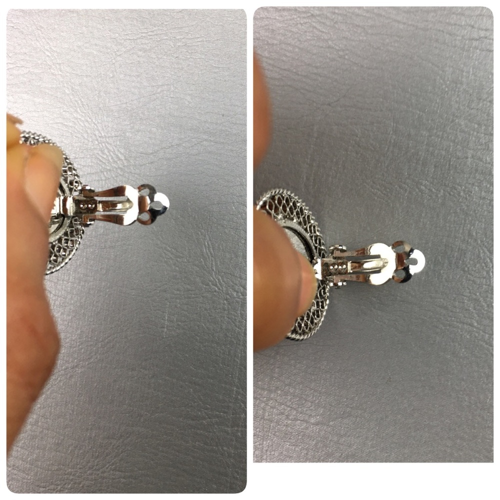 Whiting and Davis vintage silver cameo earrings - Picture 10 of 10